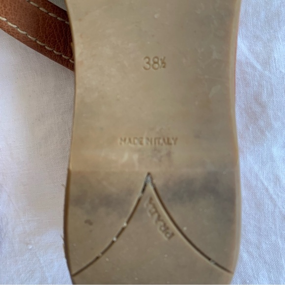 Vintage Prada Triangle Logo Wood Platform Thong Flip Flop Sandals Heels - Picture 7 of 10